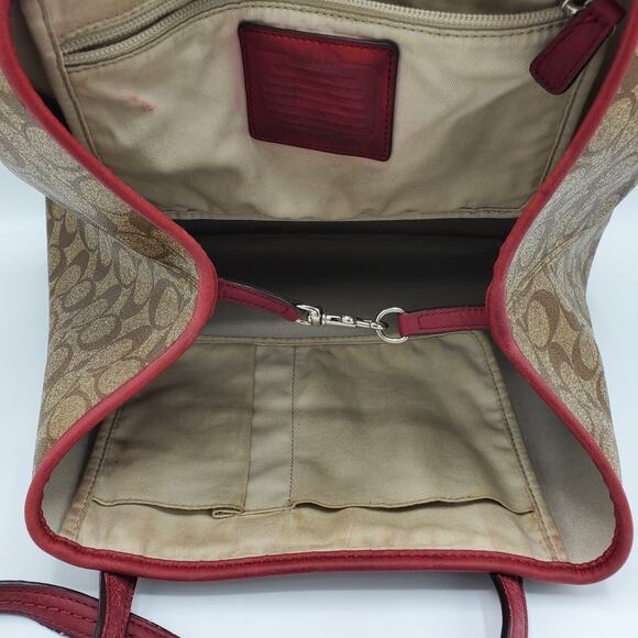 Coach Park Metro Signature Coated Canvas Tote Leather Handbag Shoulder Purse - Picture 12 of 13